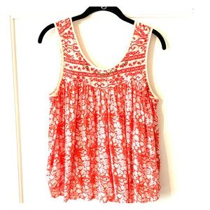 Free People red and cream tank XS